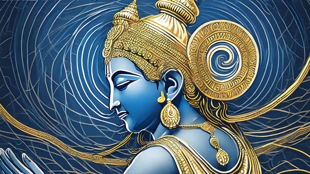 Lord Krishna in Blue and Gold